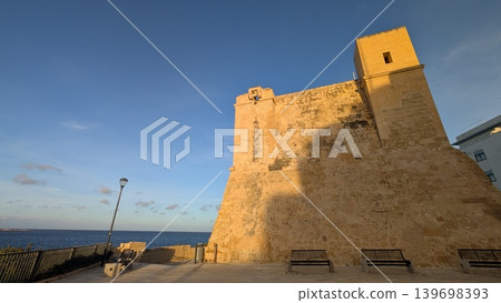 Seaside view with a small fortress at St. Paul's Bay area Seaside view with a small fortress at St. Paul's Bay area 139698393