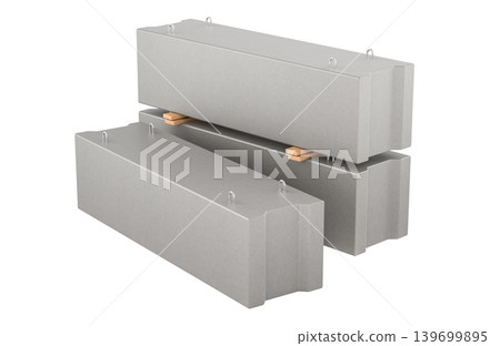 Precast concrete blocks with lifting loops, 3d rendering 139699895