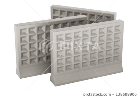 Decorative precast concrete fence panels, 3d rendering Decorative precast concrete fence panels, 3d rendering 139699906