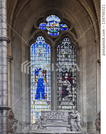 Stained Glass Windows In Gothic Westminster Abby, London Stained Glass Windows In Gothic Westminster Abby, London 139700321