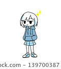 一幅女孩全身像，表情簡單又得意。 139700387