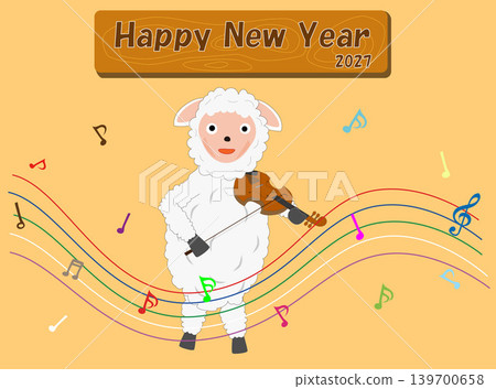 A sheep playing a musical instrument to celebrate the New Year of Reiwa 9. A sheep playing a musical instrument to celebrate the New Year of Reiwa 9. 139700658