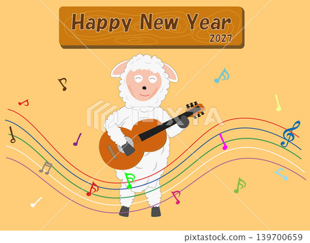 A sheep playing a musical instrument to celebrate the New Year of Reiwa 9. A sheep playing a musical instrument to celebrate the New Year of Reiwa 9. 139700659