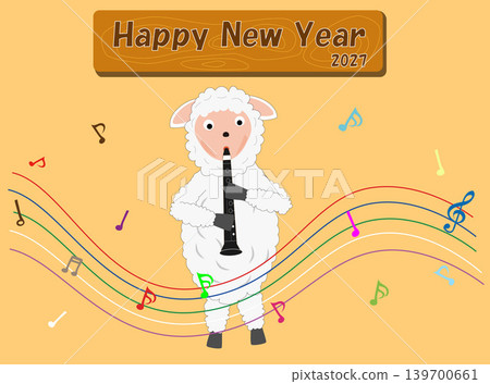 A sheep playing a musical instrument to celebrate the New Year of Reiwa 9. A sheep playing a musical instrument to celebrate the New Year of Reiwa 9. 139700661