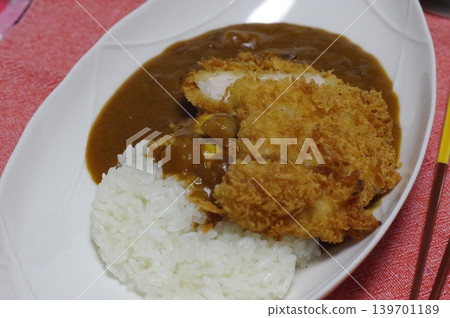 Curry with a large pork cutlet Curry with a large pork cutlet 139701189