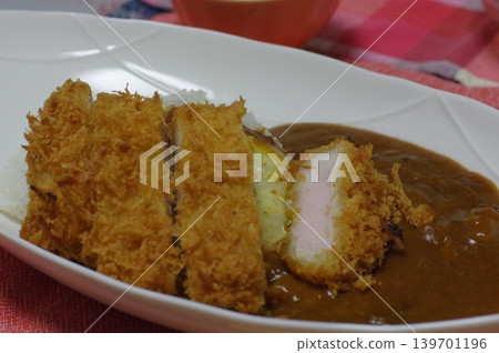 Curry with a large pork cutlet Curry with a large pork cutlet 139701196