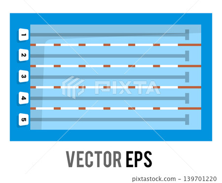 Top view of a swimming pool with lanes numbered 1 through 5 Top view of a swimming pool with lanes numbered 1 through 5 139701220