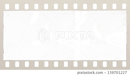 Vintage film strip with perforations and subtle scratches, a blank canvas for creative projects 139701227