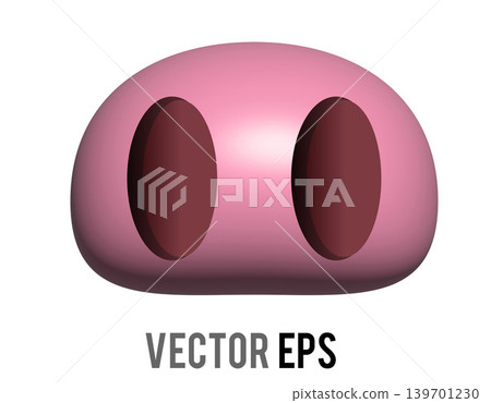 Abstract pink blob icon with two dark oval indentations, minimalist 3D render 139701230