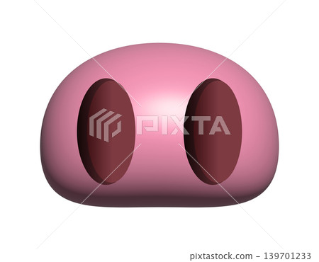 Abstract pink blob icon with two dark oval indentations, minimalist 3D render 139701233