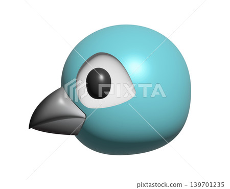 3D blue cartoon bird character with bright blue color 3D blue cartoon bird character with bright blue color 139701235