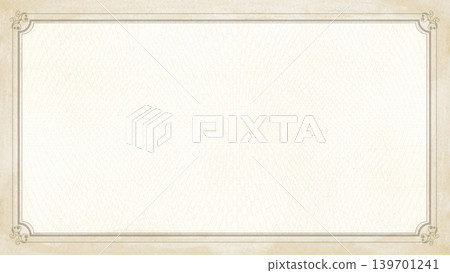 Elegant vintage certificate border with subtle textured background and ornate corner details Elegant vintage certificate border with subtle textured background and ornate corner details 139701241