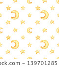 Star and moon pattern. Seamless pattern with Gold watercolor stars and half moon. Watercolor illustration of stars for kids goods, kids wallpaper, wrapping paper. Children's wallpaper with a night sky 139701285