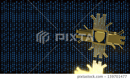 Digital Cyber Security Shield Circuit 3d render. Digital Cyber Security Shield Circuit 3d render. 139701477