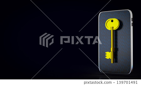 Secure Mobile Data Access Key 3d render. Secure Mobile Data Access Key 3d render. 139701491
