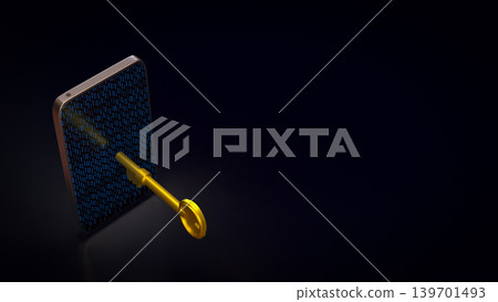 Digital Mobile Security Access Key 3d render. Digital Mobile Security Access Key 3d render. 139701493