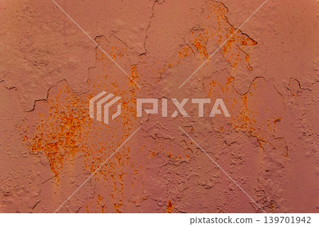 Brown peeling paint old worn-out metallic weathered iron texture rough background dirty steel shabby obsolete messy 139701942