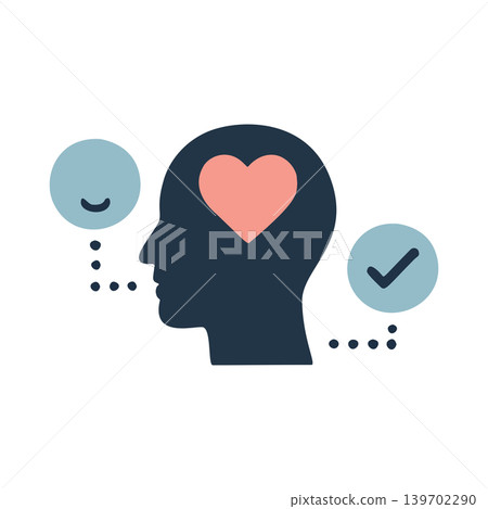 Modern Flat Design Icon Representing Emotional Well Being and Mental Health Concepts Modern Flat Design Icon Representing Emotional Well Being and Mental Health Concepts 139702290