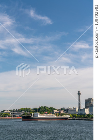 Kanagawa Prefecture: Japanese Urban Landscape - Yokohama Bay Area, with views of the Hikawa Maru and Marine Tower (May 2026) 139702983