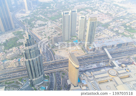A stunning view of Dubai from the Burj Khalifa. 139703518
