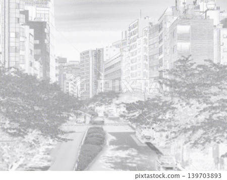 東京市中心街景。插畫風格。彩色半色調。 139703893