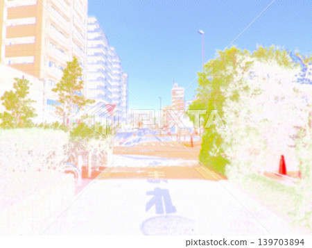 A road in Tokyo. An intersection. Illustrated style. Color halftone. A road in Tokyo. An intersection. Illustrated style. Color halftone. 139703894