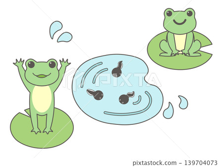 Cute frog and tadpole illustration 139704073