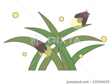 草叢中螢火蟲的插圖 草叢中螢火蟲的插圖 139704078