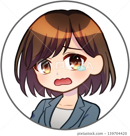 A girl icon in a suit giving directions (short hair) (crying) 139704420