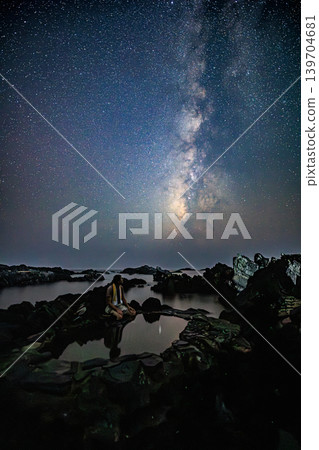 Yakushima's secluded hot spring, Yunodomari Onsen open-air bath and the Milky Way 139704681