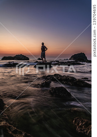 The breathtaking scenery of Yakushima, where pillow lava and morning light intertwine. 139704695