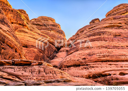 Sandstone rock formations of Jabal Ithlib in Hegra 139705055