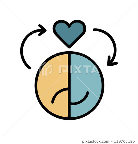 Flat Design Human Face With Heart Cycle Symbol Illustration Flat Design Human Face With Heart Cycle Symbol Illustration 139705180