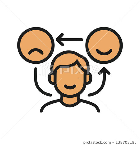 Modern Minimalist Flat Design Illustration of Person Experiencing Emotional Change and Mood Swings in Communication 139705183