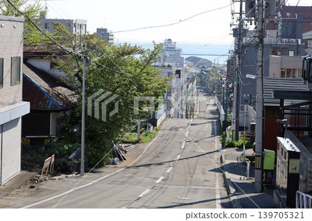 In early May in Otaru, Hokkaido, at Funamizaka, a slope that has been the setting for movies and dramas, you can see ships from this slope, a filming location for movies. In early May in Otaru, Hokkaido, at Funamizaka, a slope that has been the setting for movies and dramas, you can see ships from this slope, a filming location for movies. 139705321