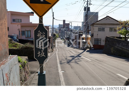 In early May in Otaru, Hokkaido, at Funamizaka, a slope that has been the setting for movies and dramas, you can see ships from this slope, a filming location for movies. In early May in Otaru, Hokkaido, at Funamizaka, a slope that has been the setting for movies and dramas, you can see ships from this slope, a filming location for movies. 139705328