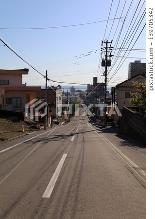 In early May in Otaru, Hokkaido, at Funamizaka, a slope that has been the setting for movies and dramas, you can see ships from this slope, a filming location for movies. In early May in Otaru, Hokkaido, at Funamizaka, a slope that has been the setting for movies and dramas, you can see ships from this slope, a filming location for movies. 139705342