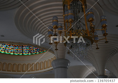 A mosque in Brunei with a magnificent chandelier. 139705437