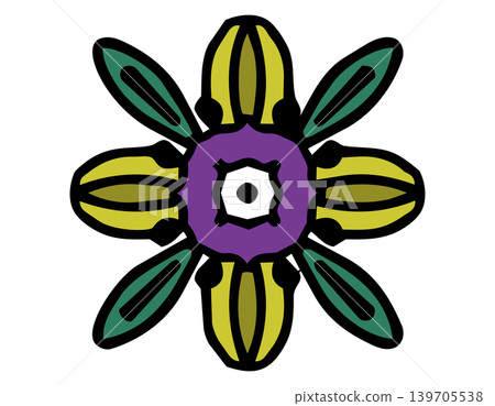 Cute Scandinavian-style flower illustrations in green and purple Cute Scandinavian-style flower illustrations in green and purple 139705538
