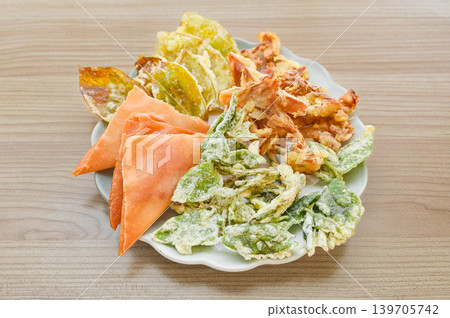 Assortment of spring rolls and tempura Assortment of spring rolls and tempura 139705742