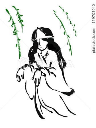 手繪日式風格的幽靈插圖 139705940