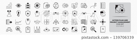Action Plan and Project Management Outline Icon Set Action Plan and Project Management Outline Icon Set 139706339