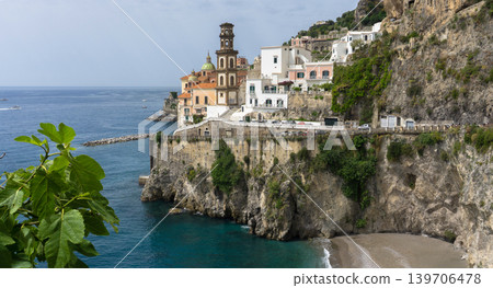 Atrani - Amalfi coast - facade of baroque church Chiesa di Santa Maria Maddalena. Collegiate Church of Saint Mary Magdalene Penitente Atrani - Amalfi coast - facade of baroque church Chiesa di Santa Maria Maddalena. Collegiate Church of Saint Mary Magdalene Penitente 139706478