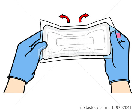 Image illustrating the unfolding of a sanitary napkin. Image illustrating the unfolding of a sanitary napkin. 139707041