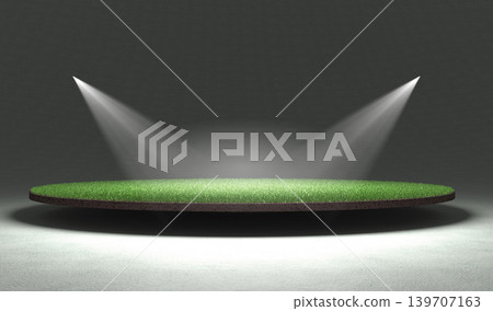 Circular Soccer Stage Under Spotlights 139707163