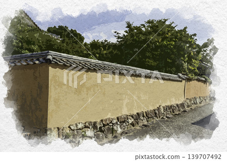 Watercolor-style painting of the Kitadai Samurai Residence in Kitsuki, Oita Prefecture. Watercolor-style painting of the Kitadai Samurai Residence in Kitsuki, Oita Prefecture. 139707492