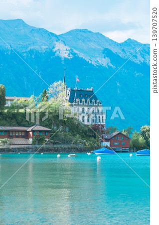 Landscape of Iseltwald on Lake Brienz, Switzerland Landscape of Iseltwald on Lake Brienz, Switzerland 139707520