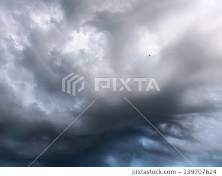Massive Storm Clouds Filling Dramatic Evening Sky Massive Storm Clouds Filling Dramatic Evening Sky 139707624