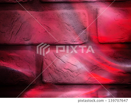 Pink Neon Glow On Textured Brick Wall 139707647
