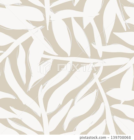 Botanical Leaves Surface Pattern Design In Beige And White For Fashion Textiles And Home Decor Botanical Leaves Surface Pattern Design In Beige And White For Fashion Textiles And Home Decor 139708068